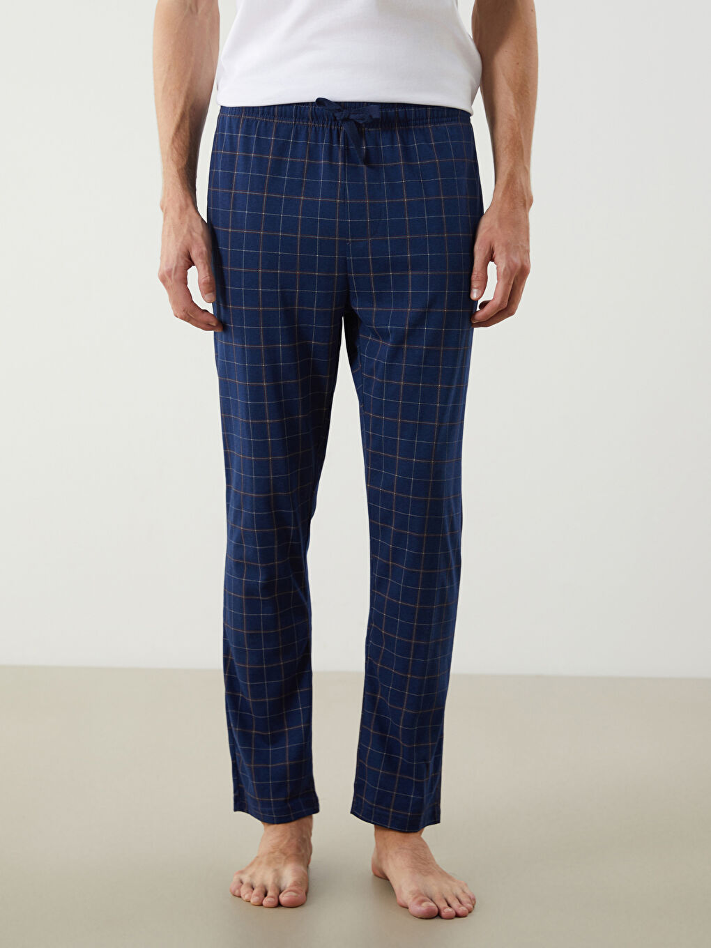 LC WAIKIKI Kahverengi Standart Kalıp Ekose Erkek Pijama Alt - 1