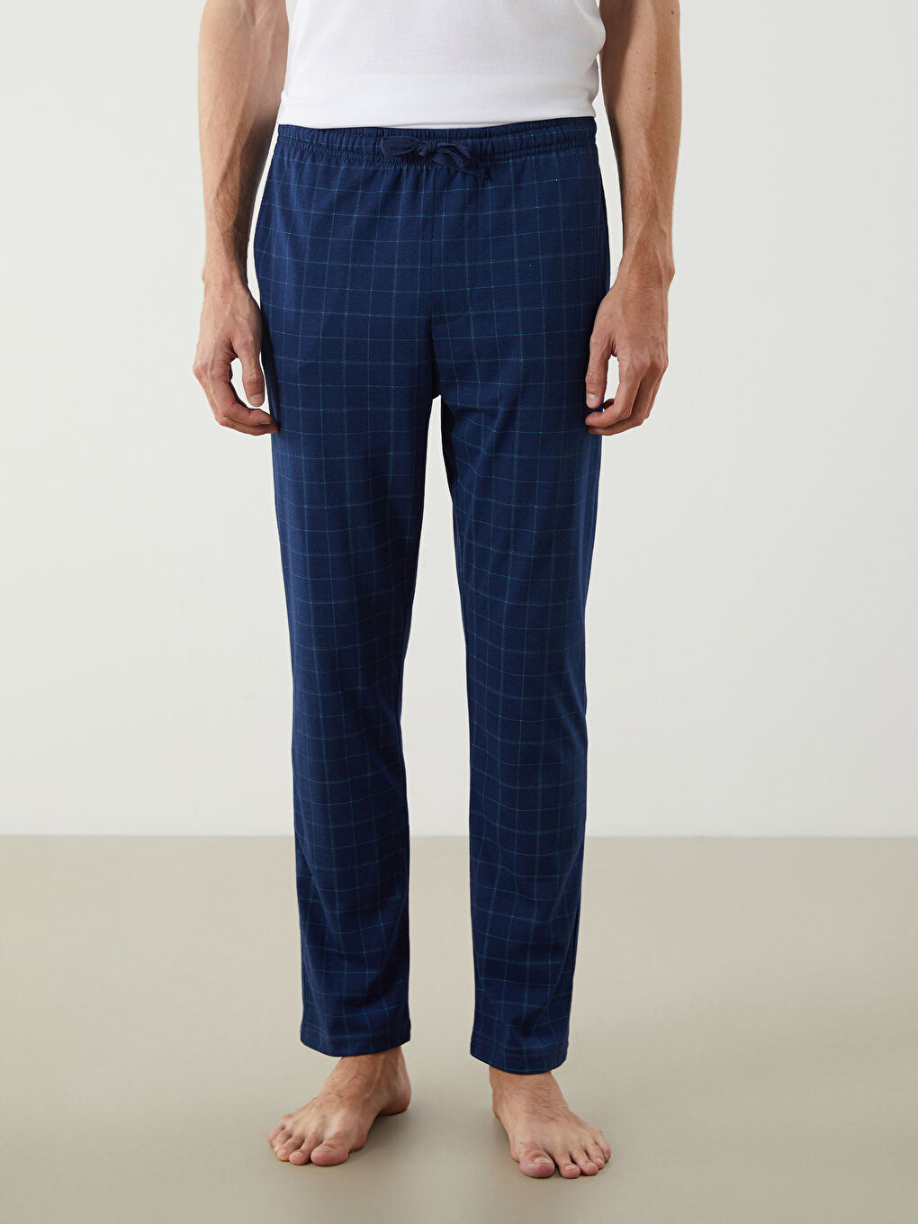 Yeşil Standart Kalıp Ekose Erkek Pijama Alt-1