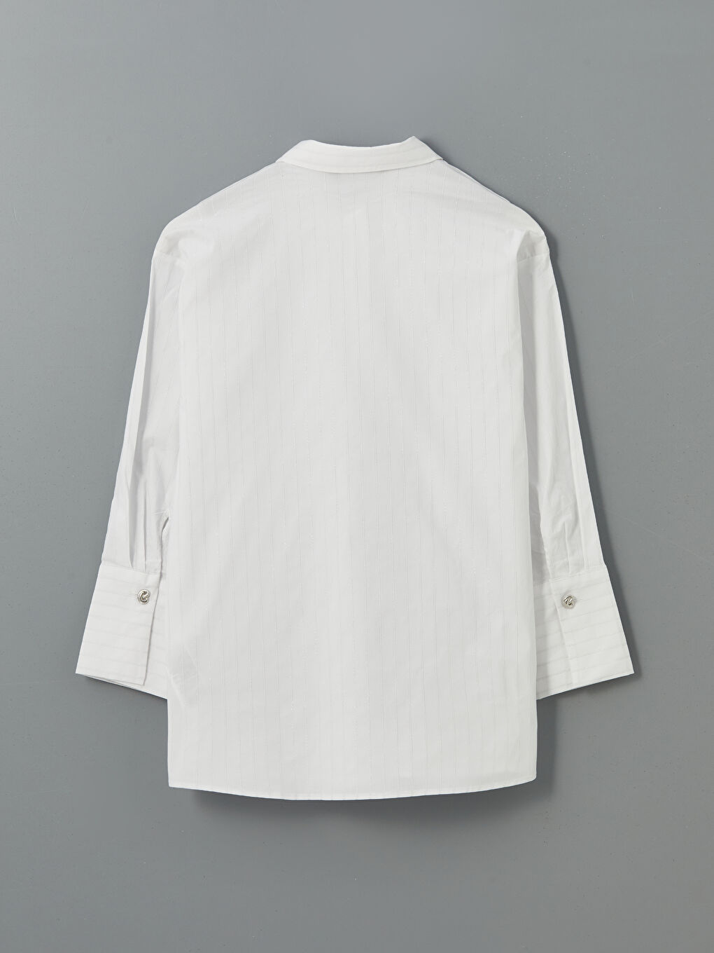 LCW Modest Gri Çizgili Poplin Kadın Gömlek Tunik - 5