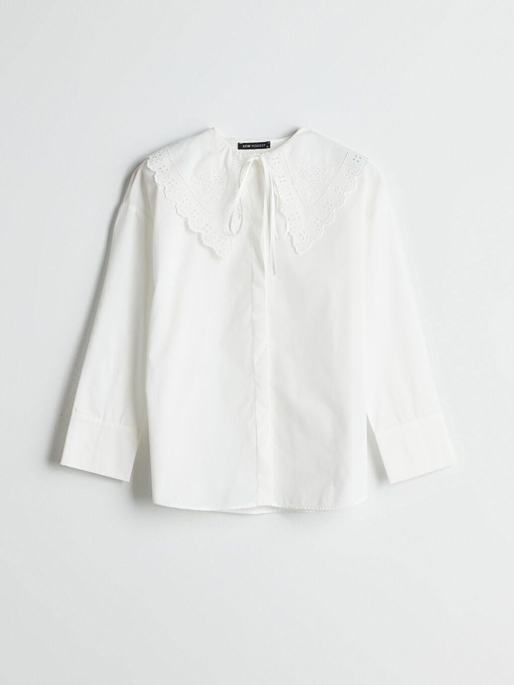 Ekru Bebe Yaka Poplin Kadın Gömlek Tunik-4