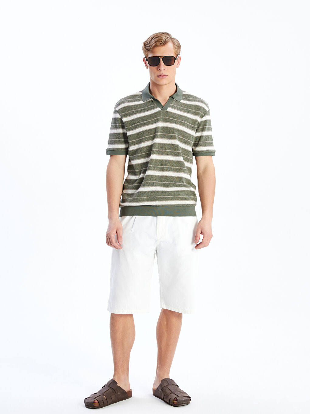Polo Neck Striped Men's T-Shirt -S5O182Z8-LFM
