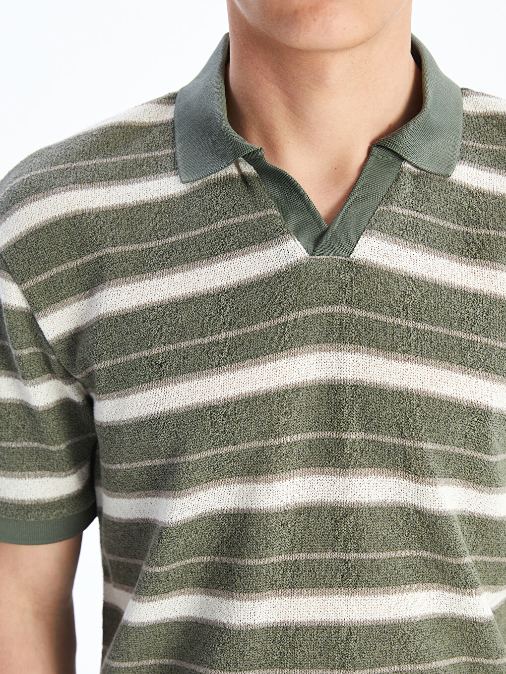 Polo Neck Striped Men's T-Shirt -S5O182Z8-LFM