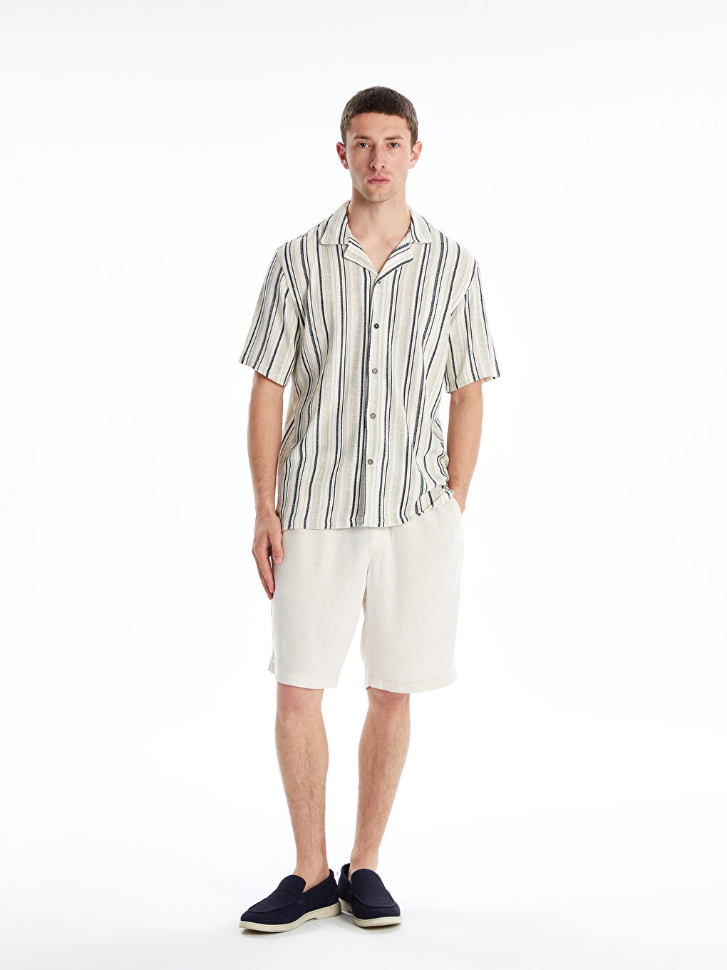 Regular Fit Short Sleeve Striped Men's Shirt -S5O187Z8-LSJ