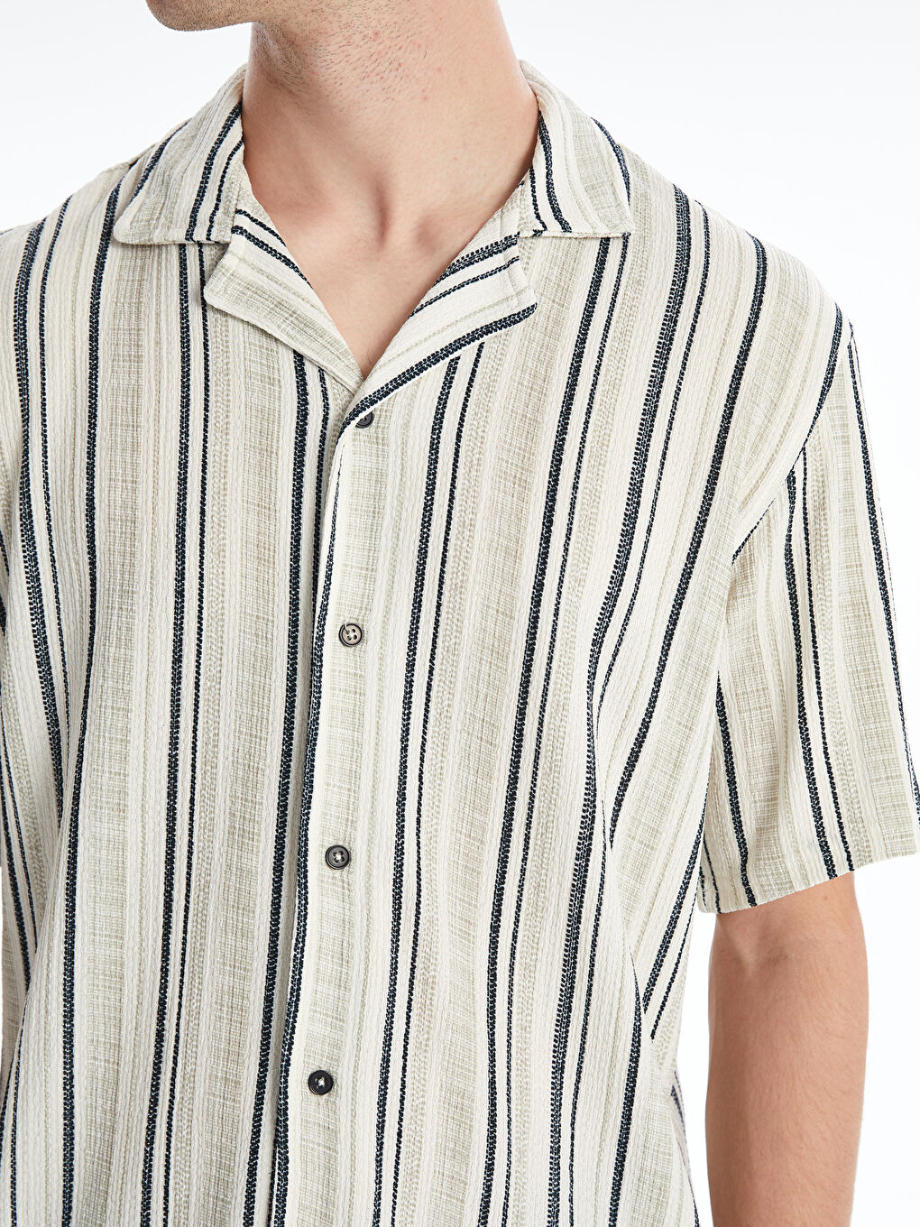 Regular Fit Short Sleeve Striped Men's Shirt -S5O187Z8-LSJ