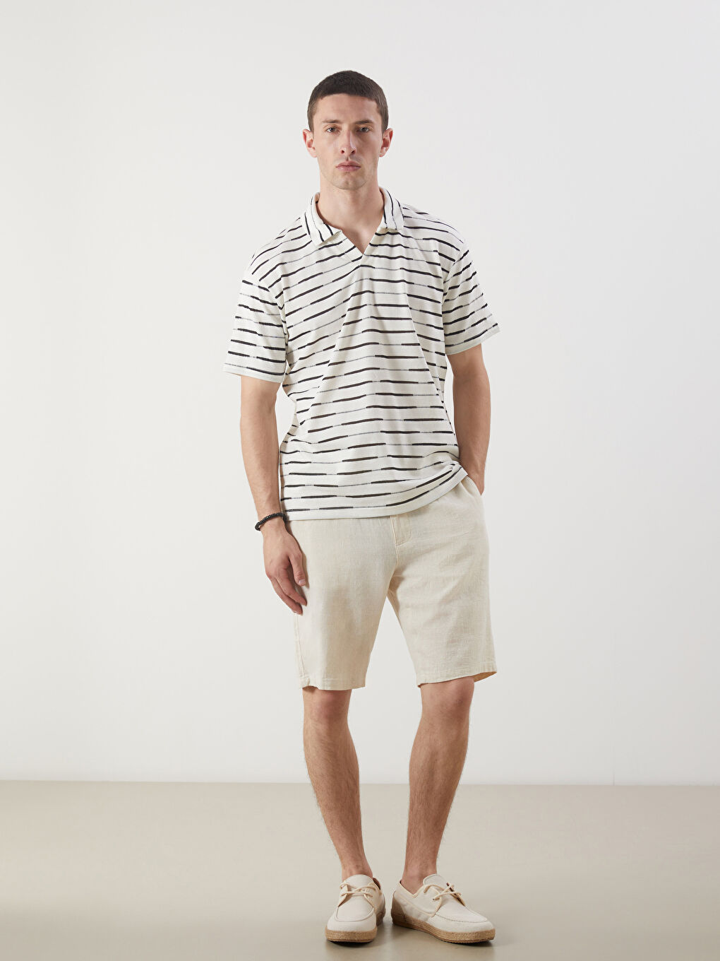 Polo Neck Striped Men's T-Shirt -S5O188Z8-LFC