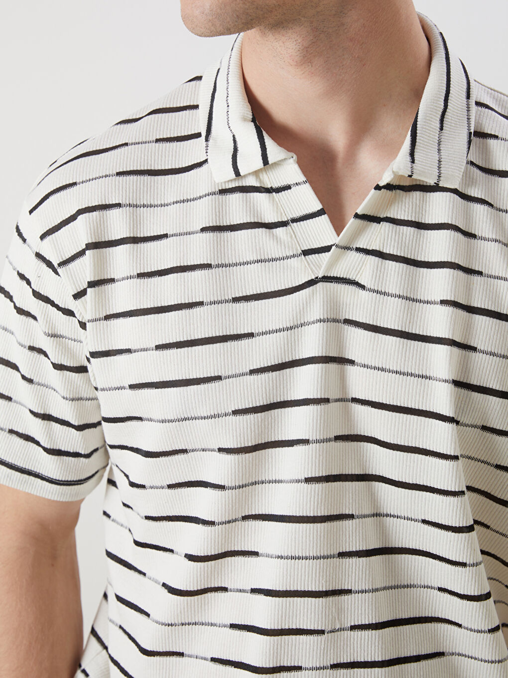 Polo Neck Striped Men's T-Shirt -S5O188Z8-LFC