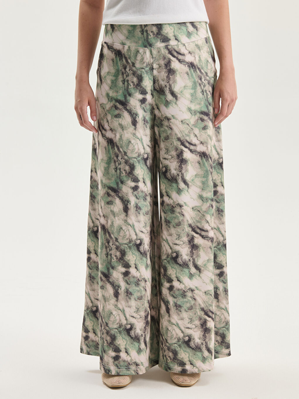 Elasticated Waist Patterned Women's Trousers -S5O196Z8-LRR