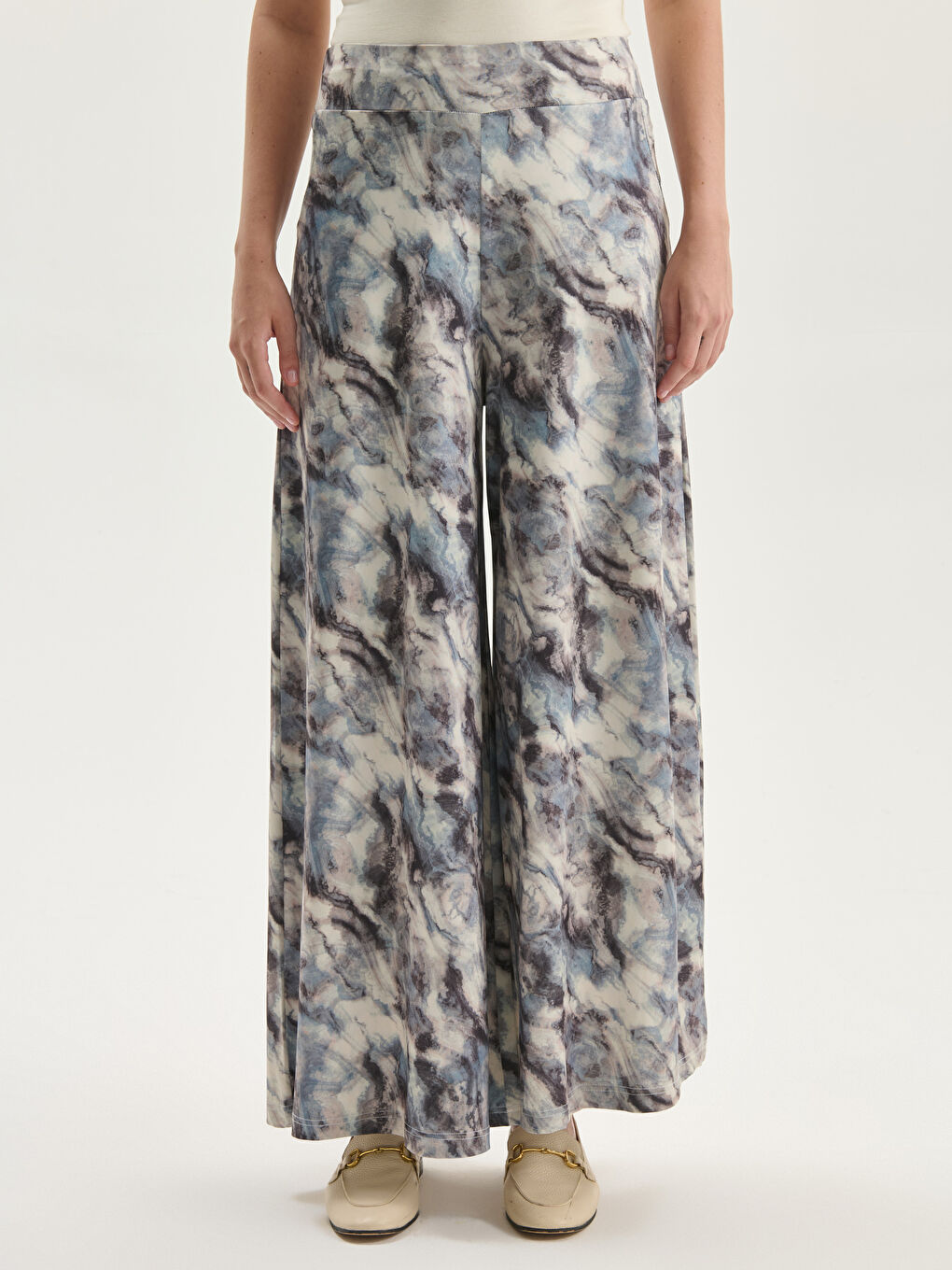 Elasticated Waist Patterned Women's Trousers -S5O196Z8-LRW