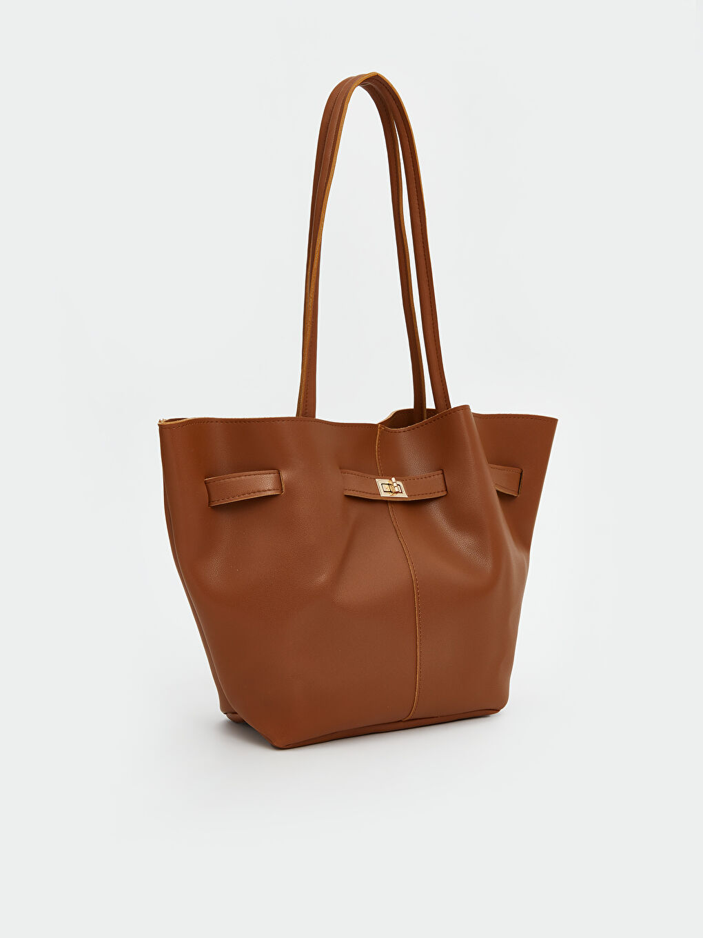 Kahverengi Deri Görünümlü Kadın Omuz Çantası-1