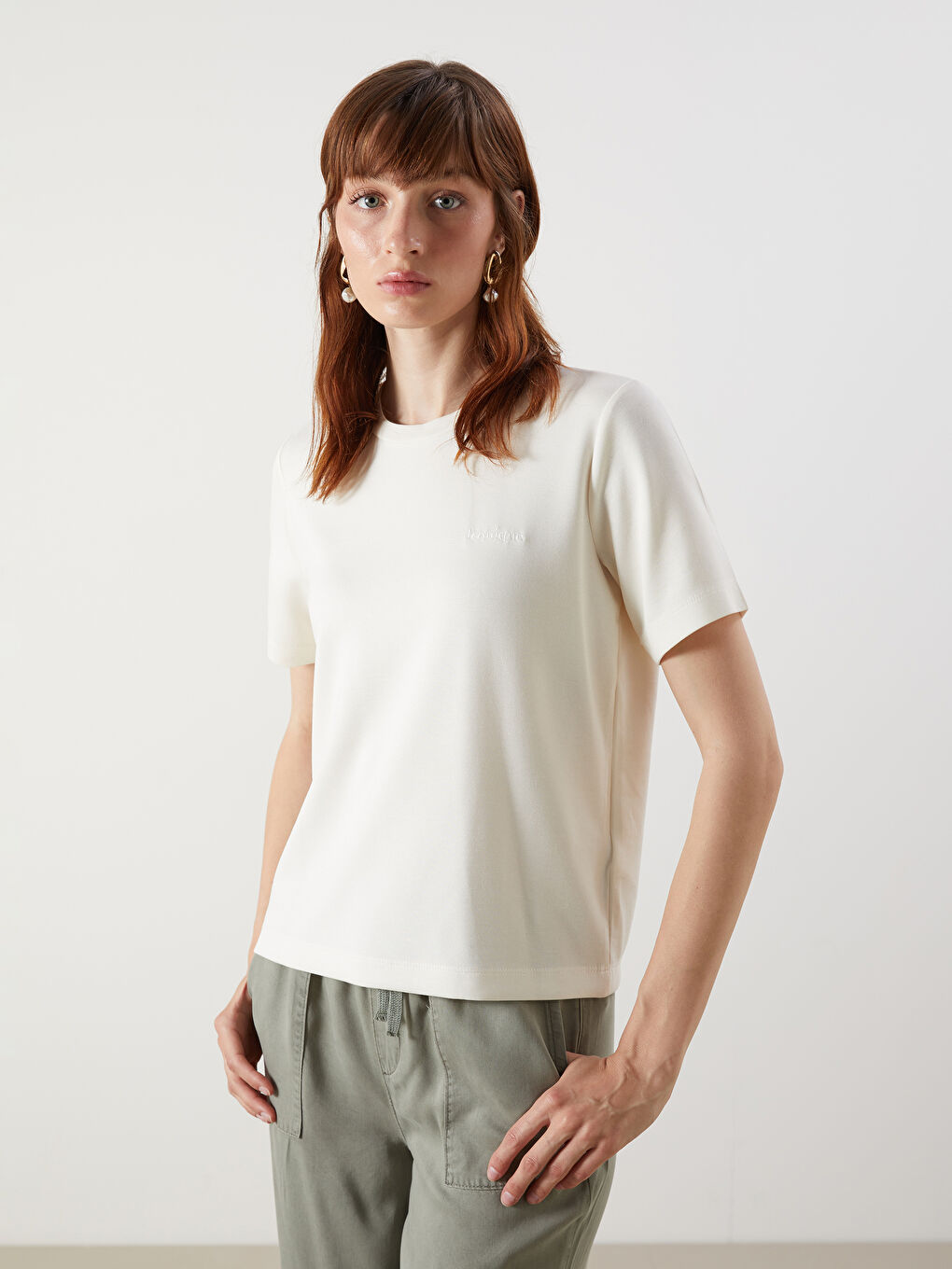 Crew Neck Embroidered Women's T-Shirt -S5O215Z8-FDJ