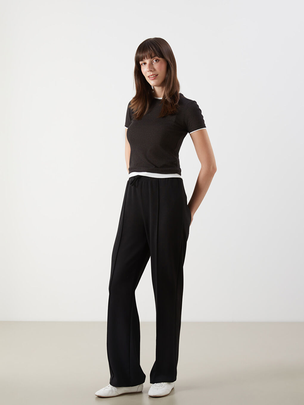 Elasticated Waist Wide Leg Women's Sweatpants -S5O216Z8-CVL
