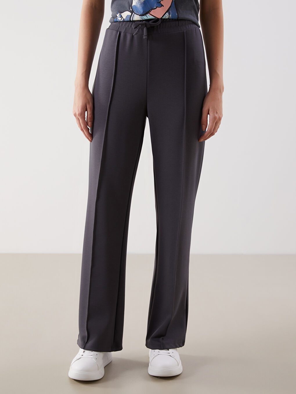 Women's Wide Leg Elastic Waist Tracksuit Bottom -S5O216Z8-HEF