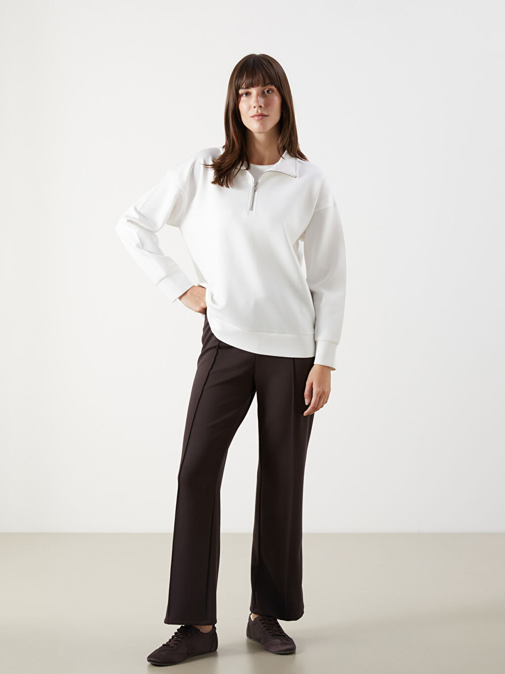 Elasticated Waist Wide Leg Women's Sweatpants -S5O216Z8-HMK