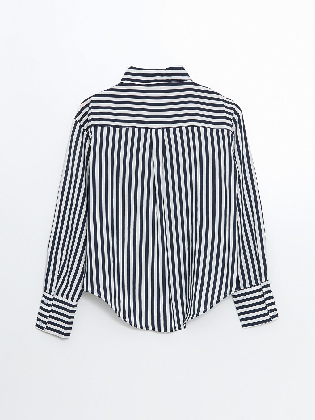 Mavi Çizgili Oversize Kadın Gömlek-5