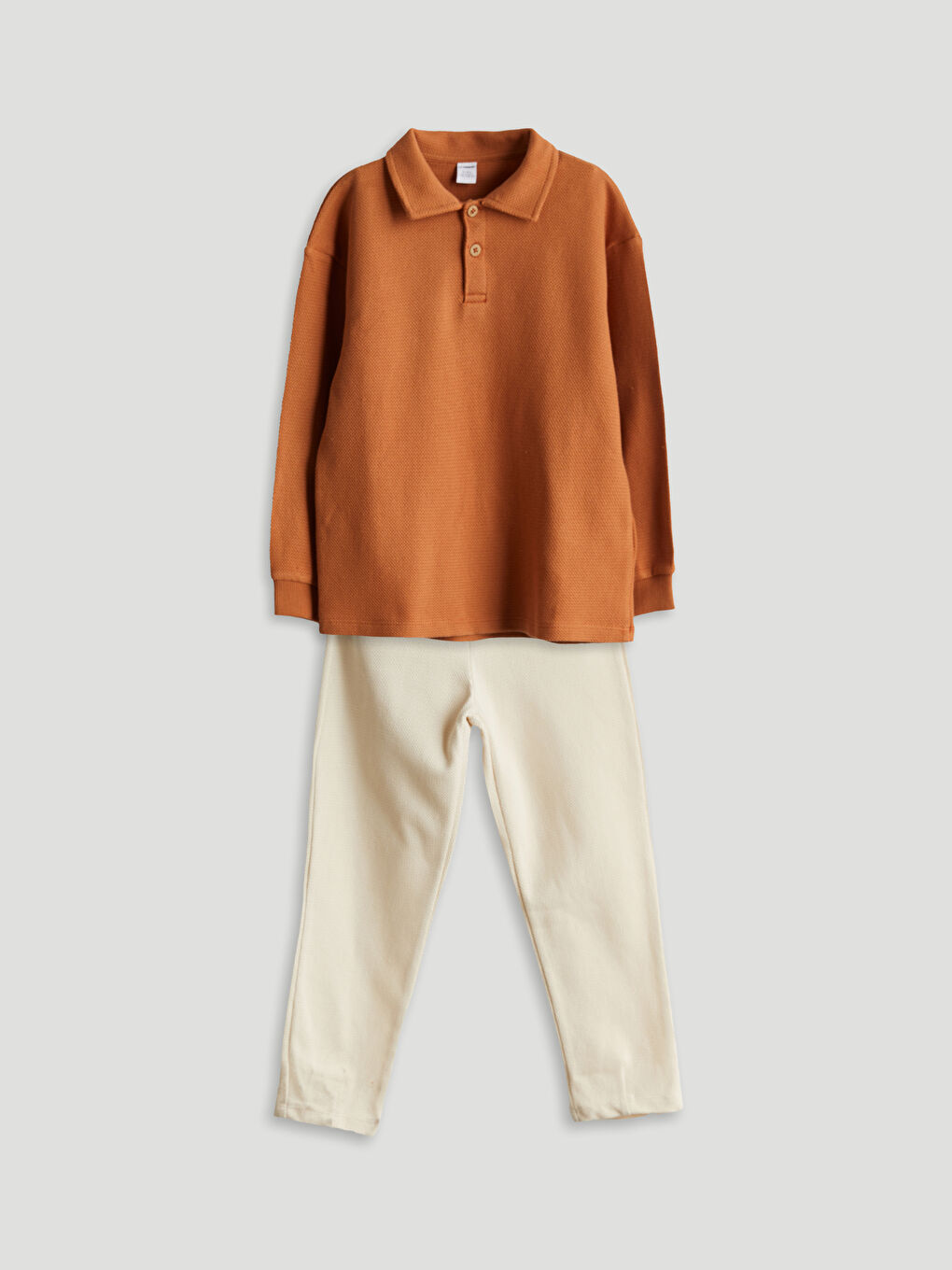 Kahverengi Polo Yaka Erkek Çocuk Tişört-1