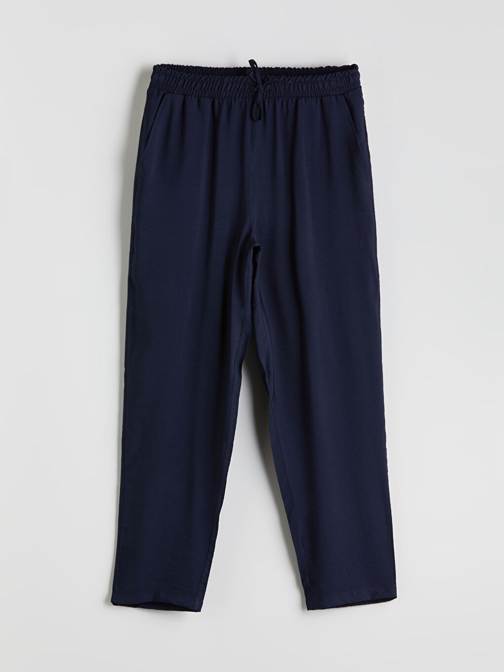 İndigo Beli Lastikli Havuç Kesim Kadın Pantolon-5