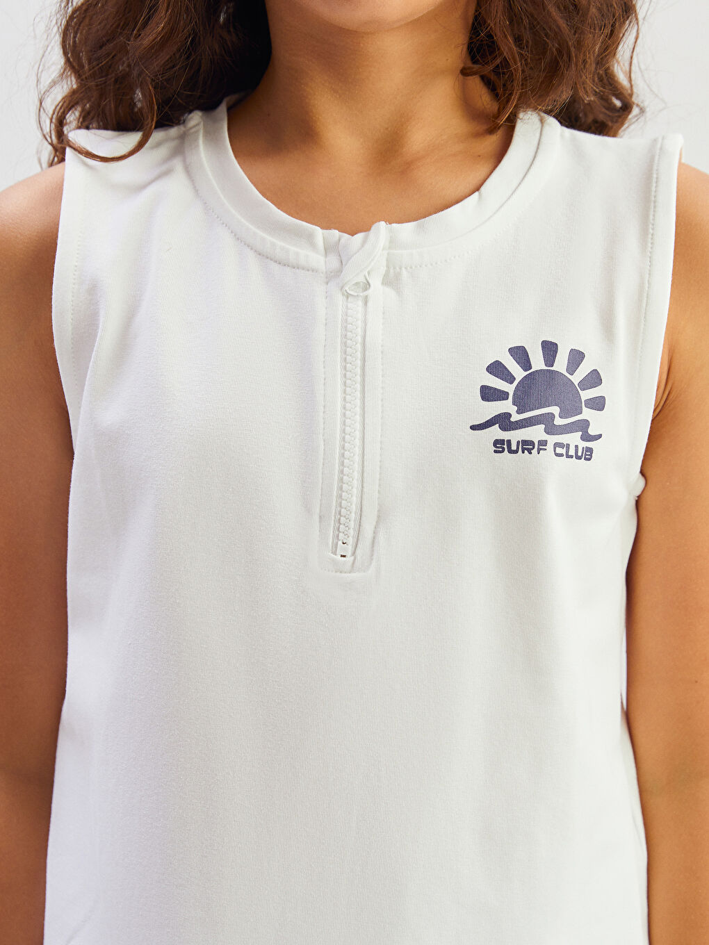 Ekru Bisiklet Yaka Kız Çocuk Atlet-2