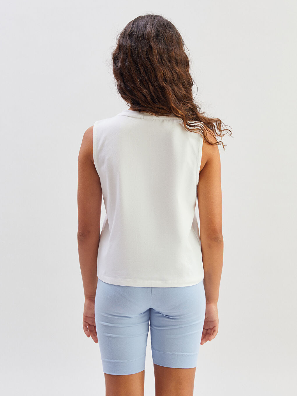 Ekru Bisiklet Yaka Kız Çocuk Atlet-3