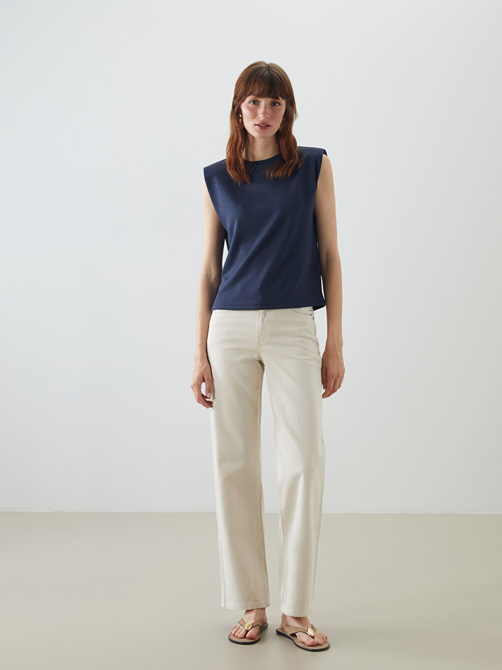 Crew Neck Blouse with Shoulder Pads -S5O289Z8-HNG