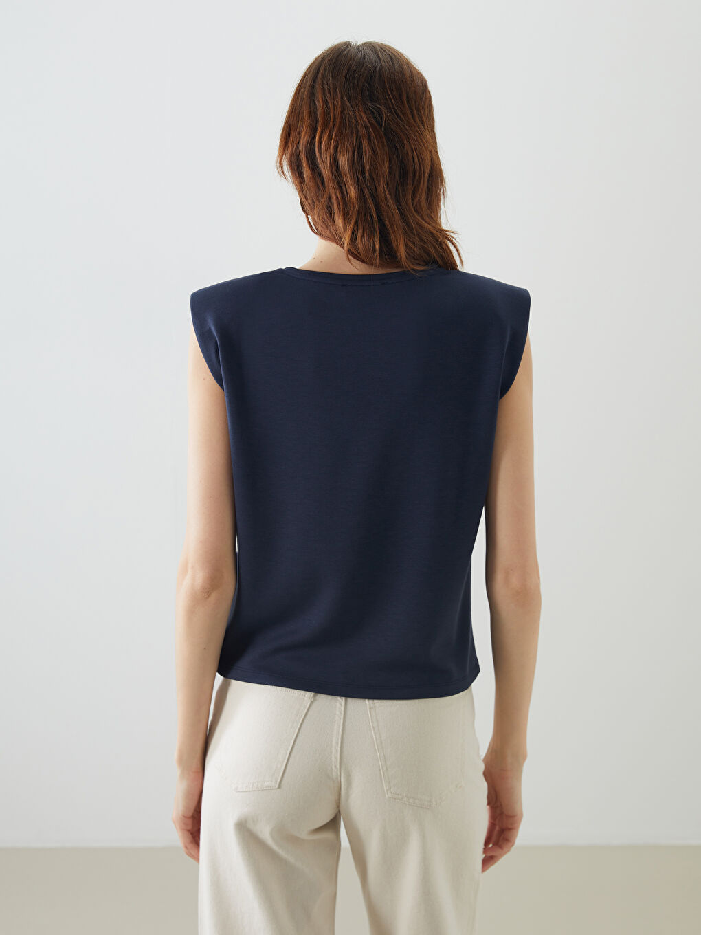 Crew Neck Blouse with Shoulder Pads -S5O289Z8-HNG