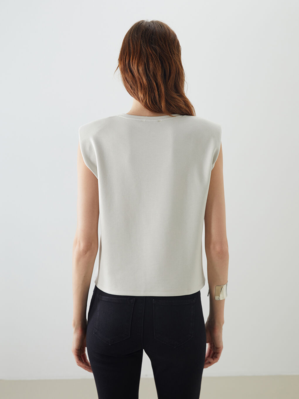 Crew Neck Blouse with Shoulder Pads -S5O289Z8-VF5