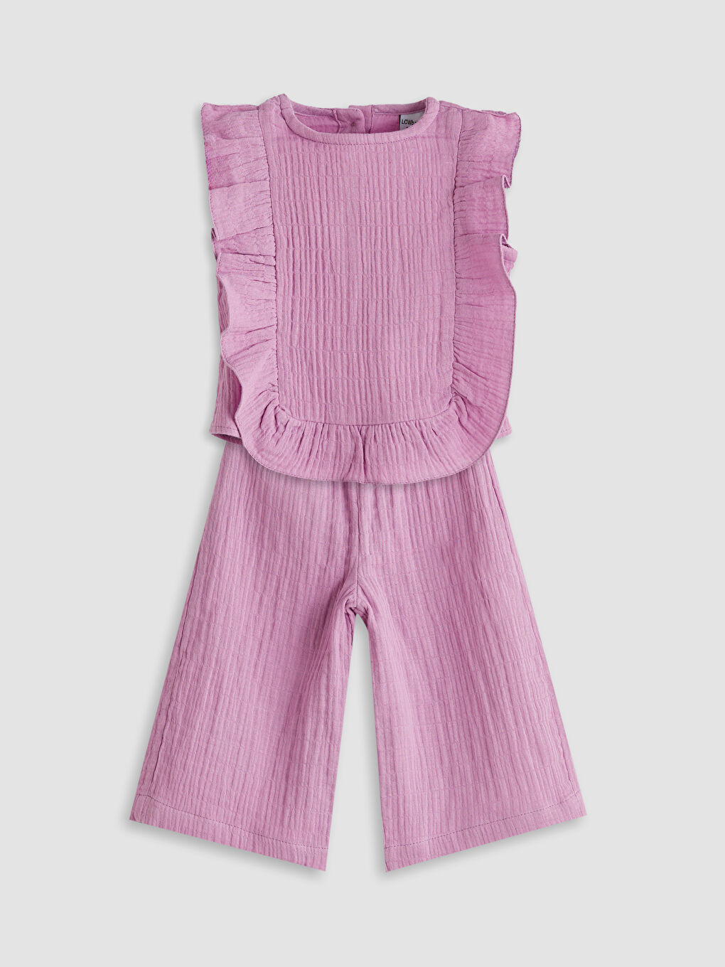 Crew Neck Basic Girls' Blouse and Trousers 2 Pack