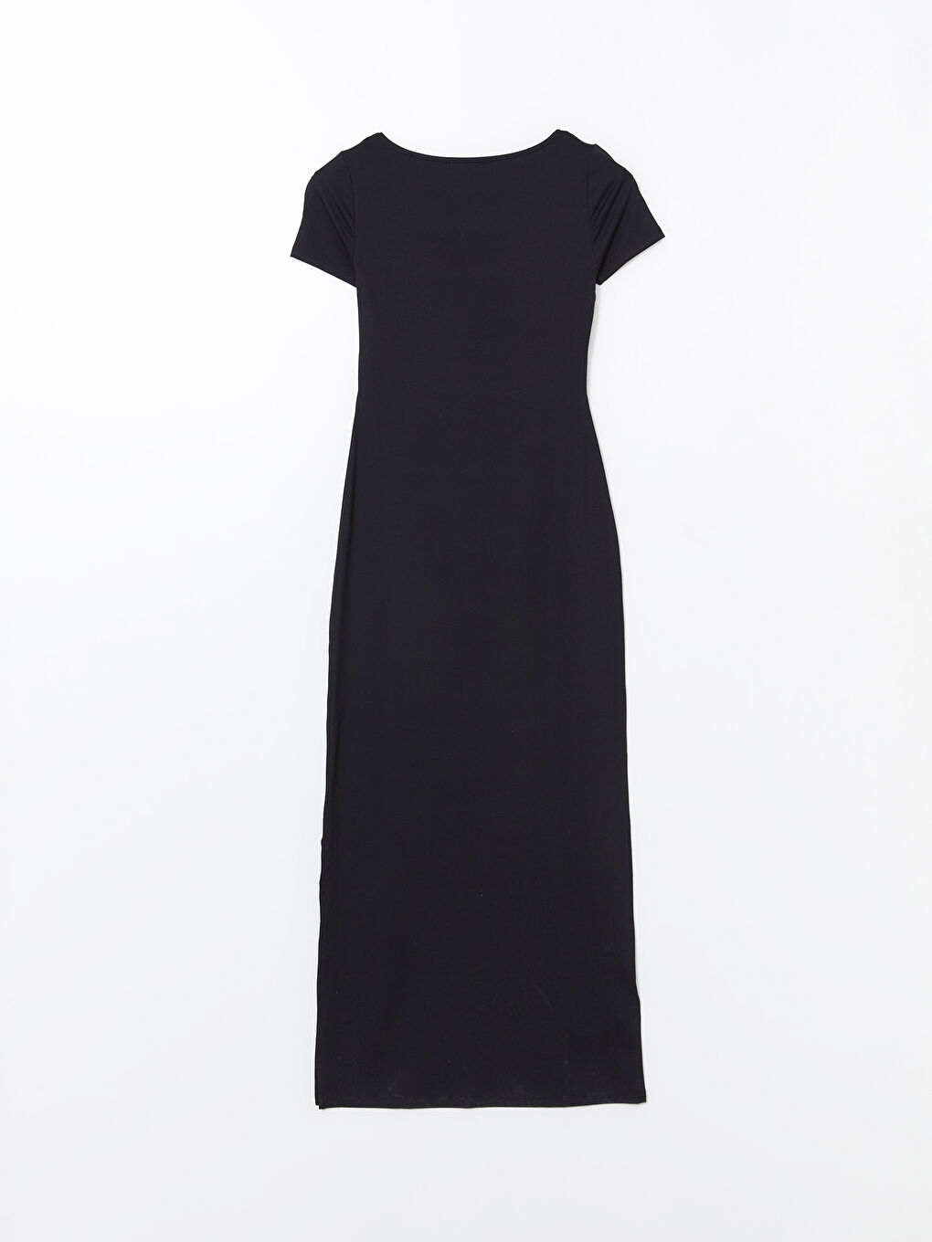 Siyah Kare Yaka Bodycon Elbise-5