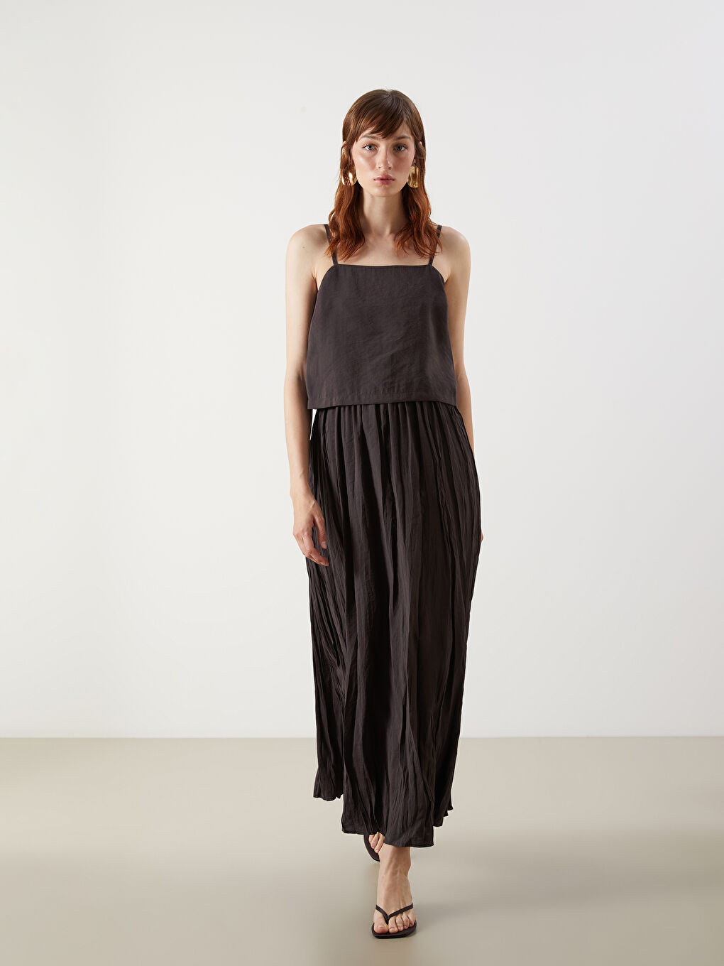 Square Collar Modal Blend Dress -S5O310Z8-HCQ