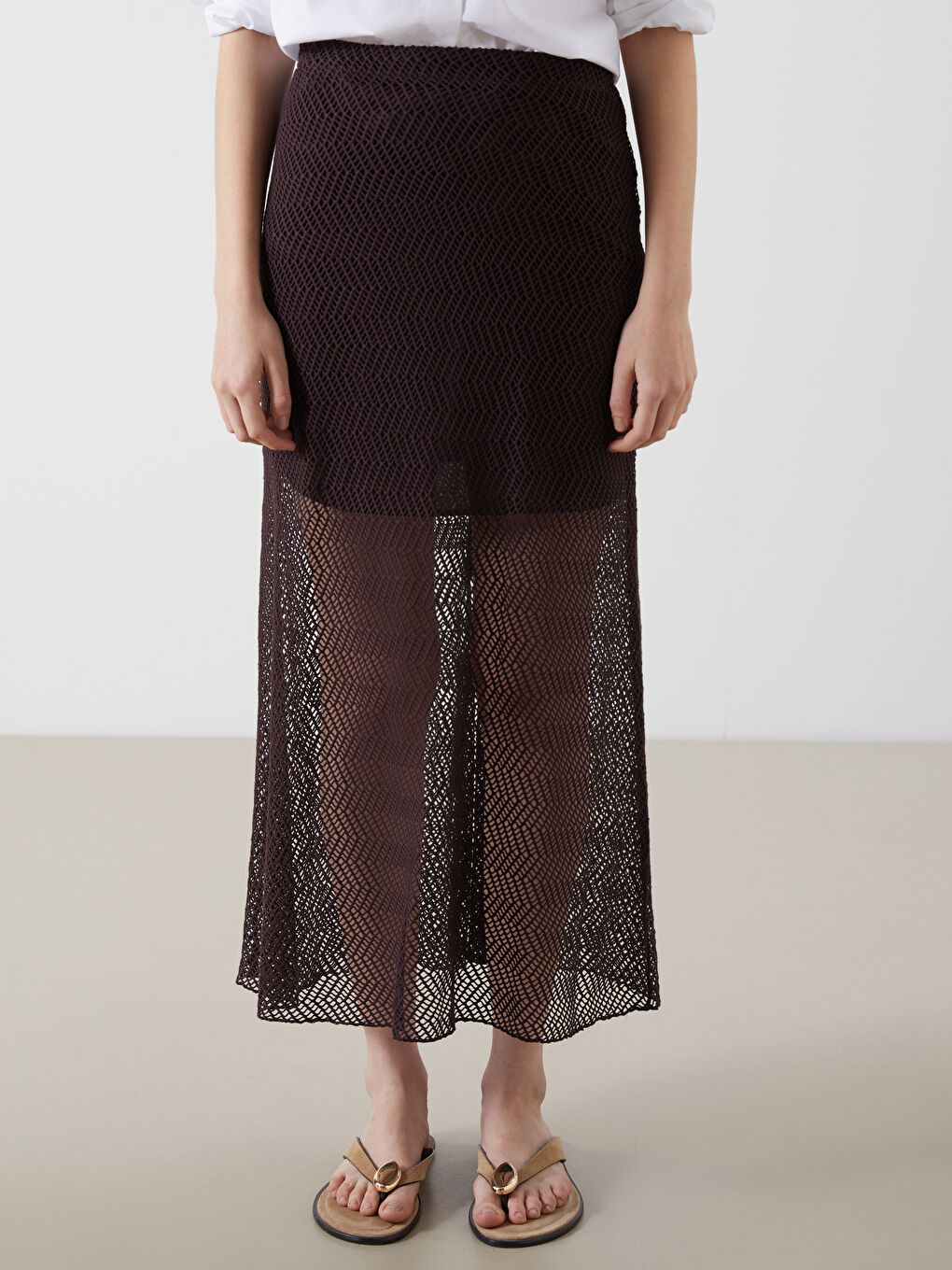 Kahverengi Beli Lastikli Ajurlu Etek-1