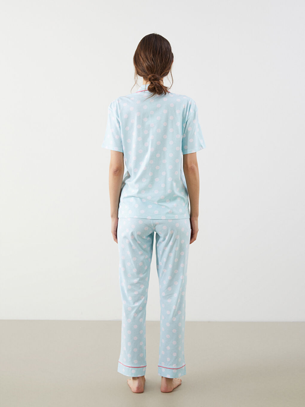 Mavi Mickey Mouse Baskılı Kadın Pijama Takımı-3