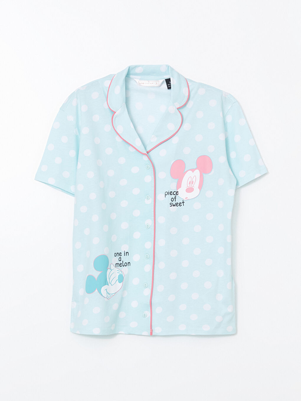 Mavi Mickey Mouse Baskılı Kadın Pijama Takımı-5