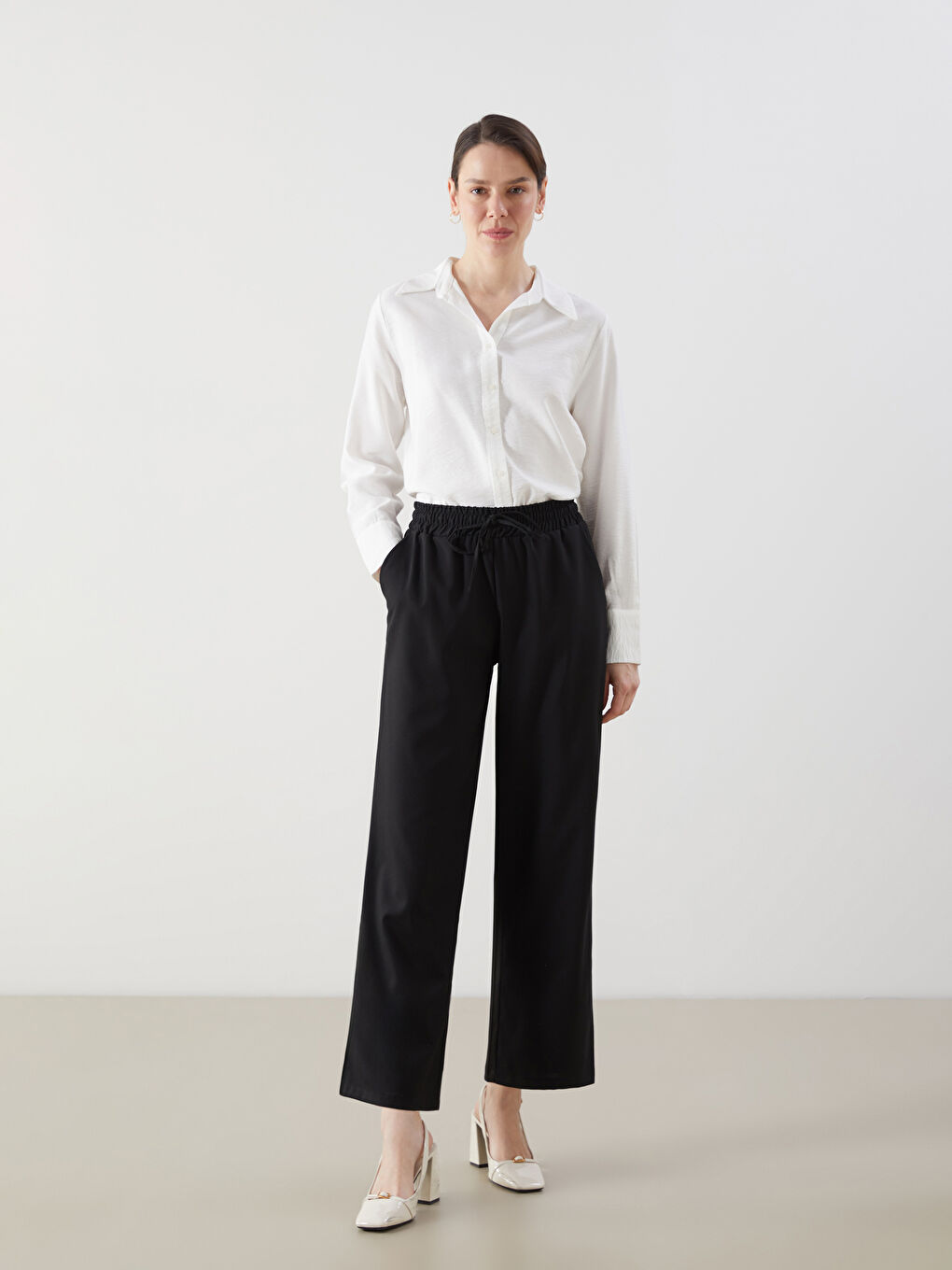 Elastic Waist Women'S Pants -S5O395Z8-CVL