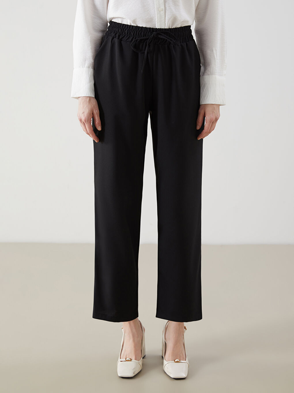 Elastic Waist Women'S Pants -S5O395Z8-CVL