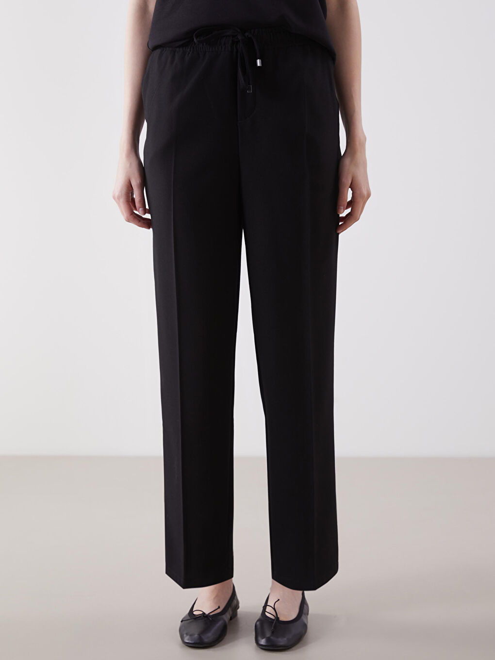 Siyah Beli Lastikli Kadın Pantolon-1