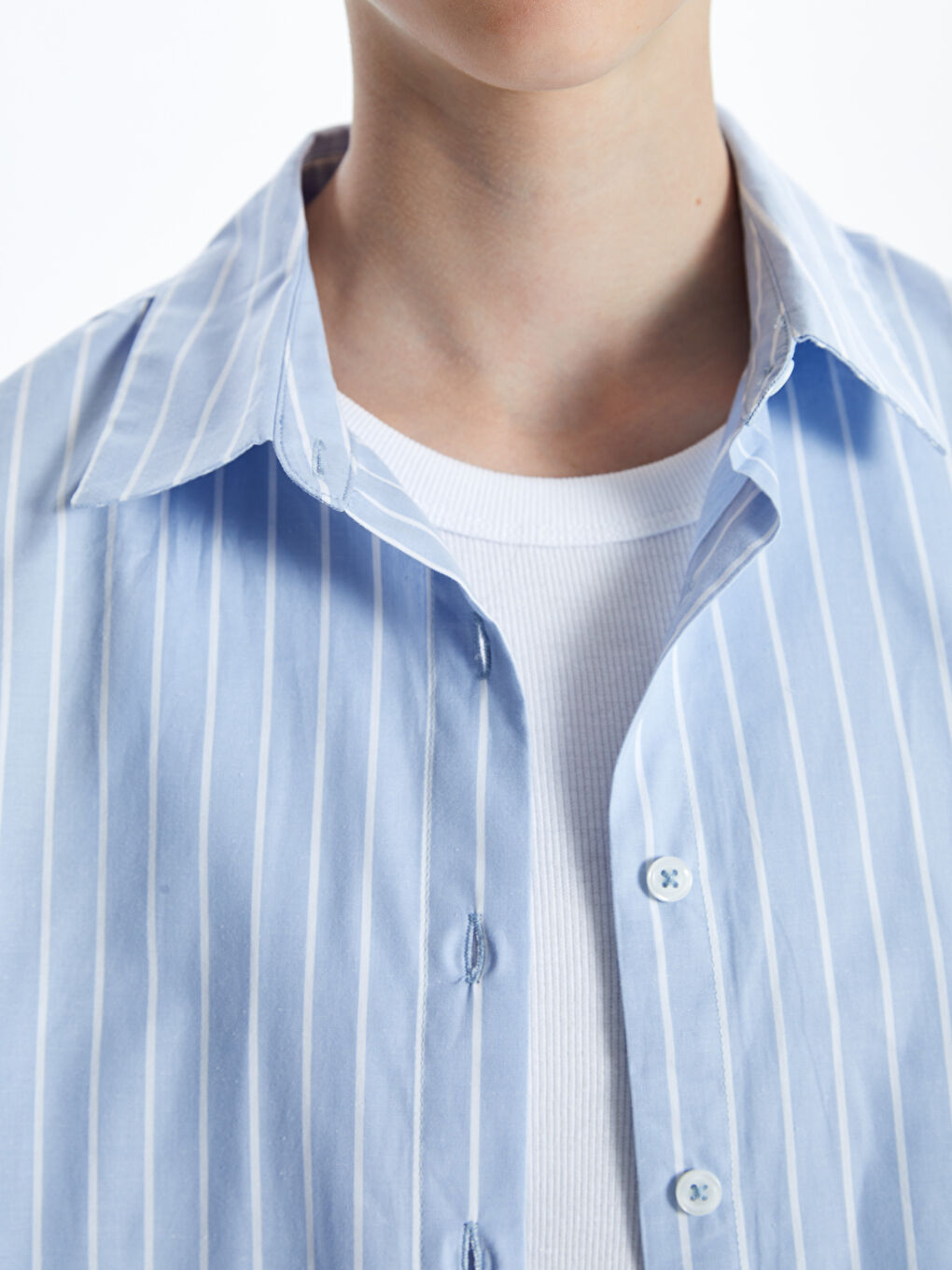 Chemise Rayée Oversize en Popeline pour Femmes-2