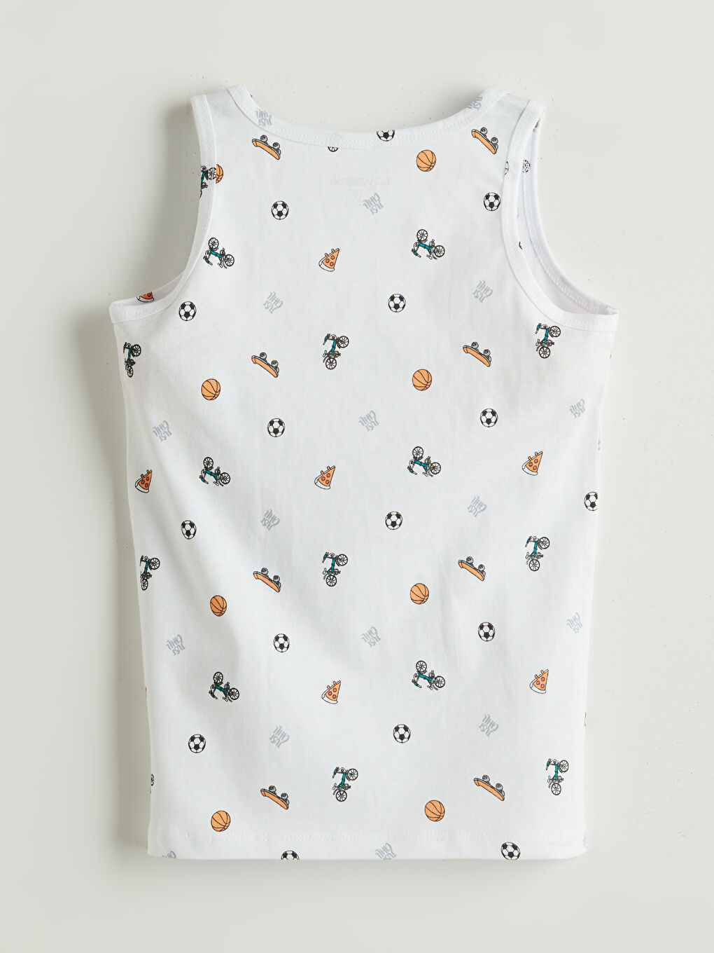 Beyaz Bisiklet Yaka Baskılı Erkek Çocuk Atlet-1