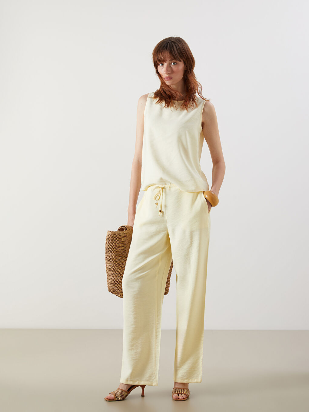Elastic Waist Wide Leg Women's Trousers -S5O441Z8-FDQ