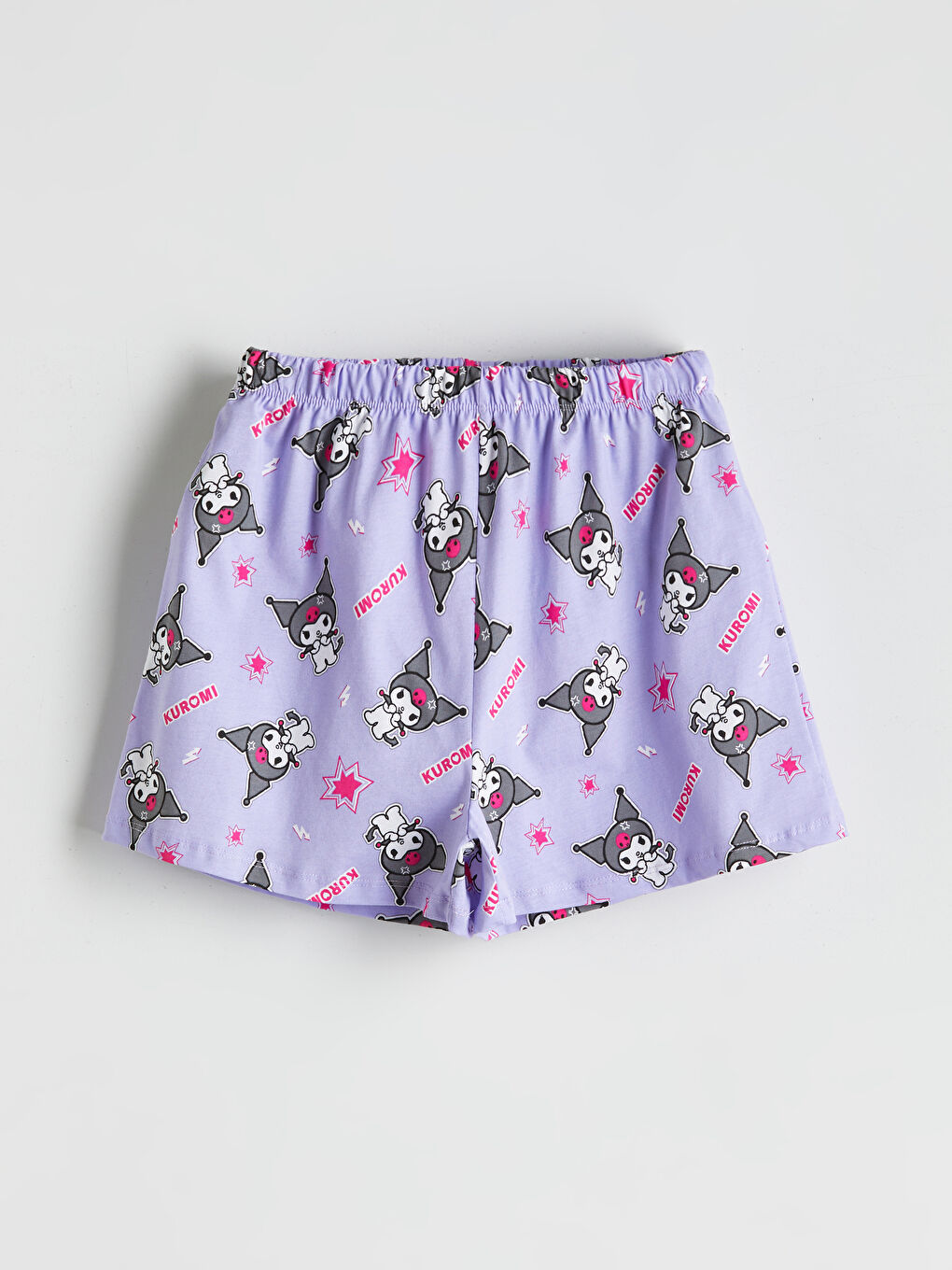 Lila Beli Lastikli Kuromi Baskılı Kız Çocuk Pijama Şort