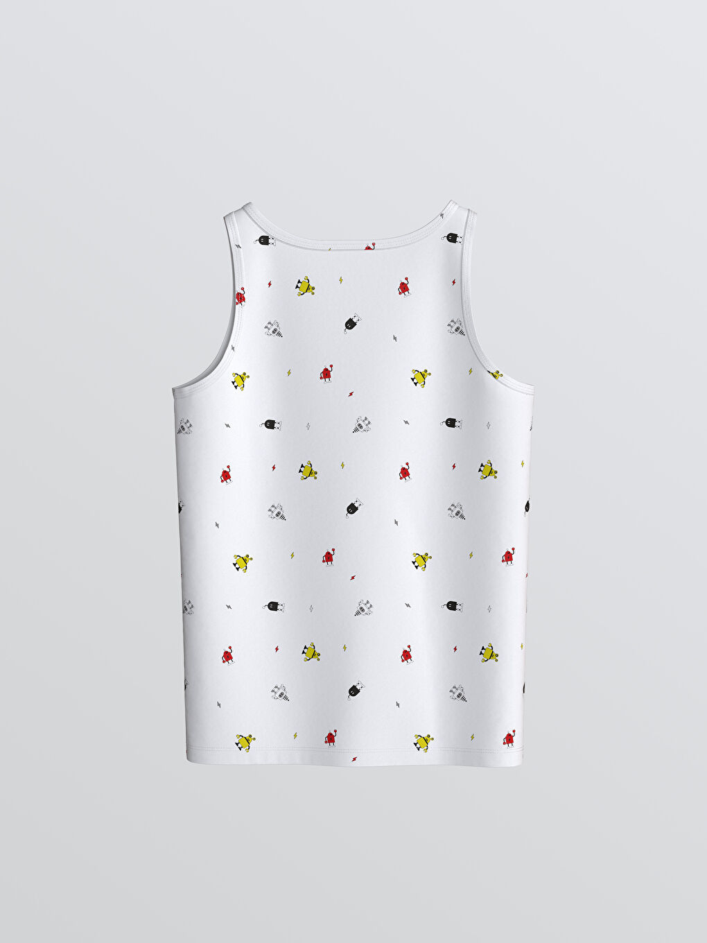 Beyaz Bisiklet Yaka Baskılı Erkek Çocuk Atlet-1