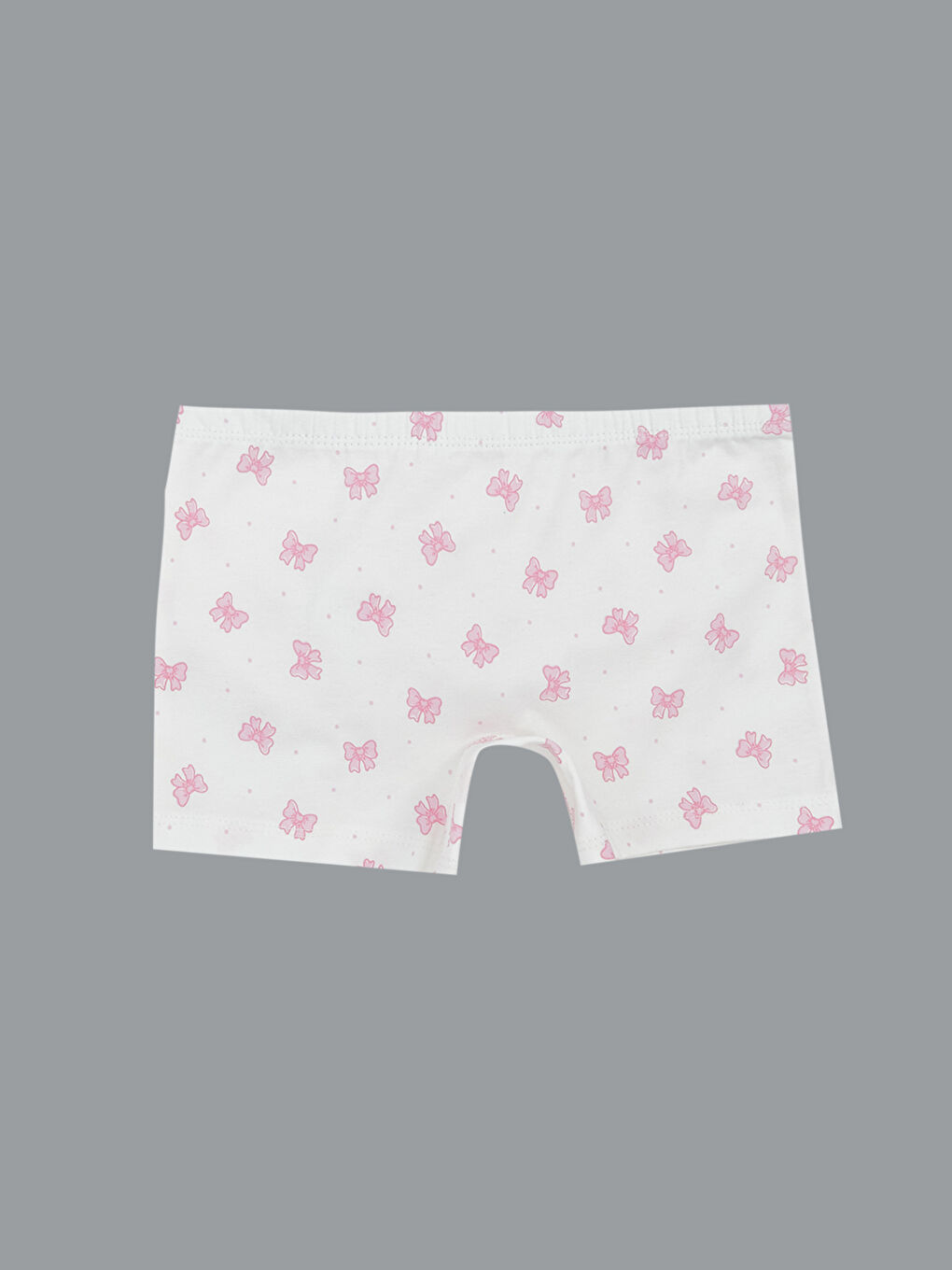 Beyaz Fiyonk Desenli Kız Çocuk Boxer