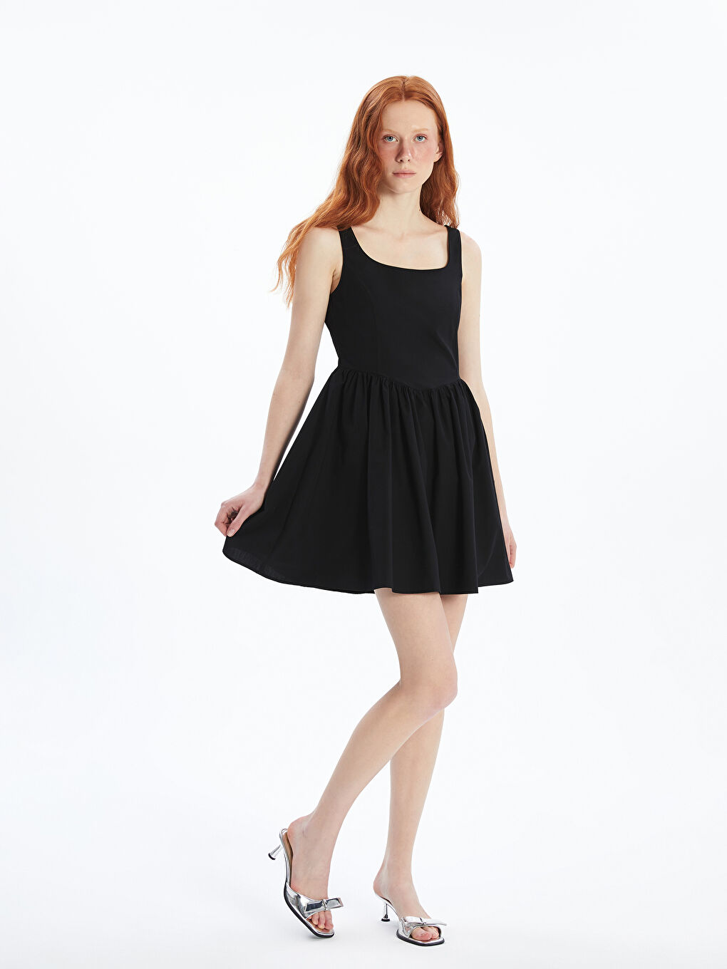 LC Waikiki Square Collar Poplin Mini Dress -S5O486Z8-CVL