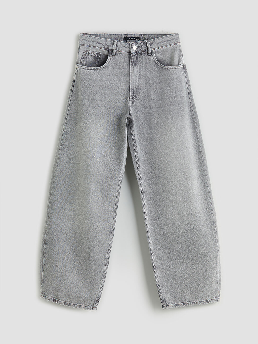 Gri Baggy Fit Kadın Jean Pantolon-4