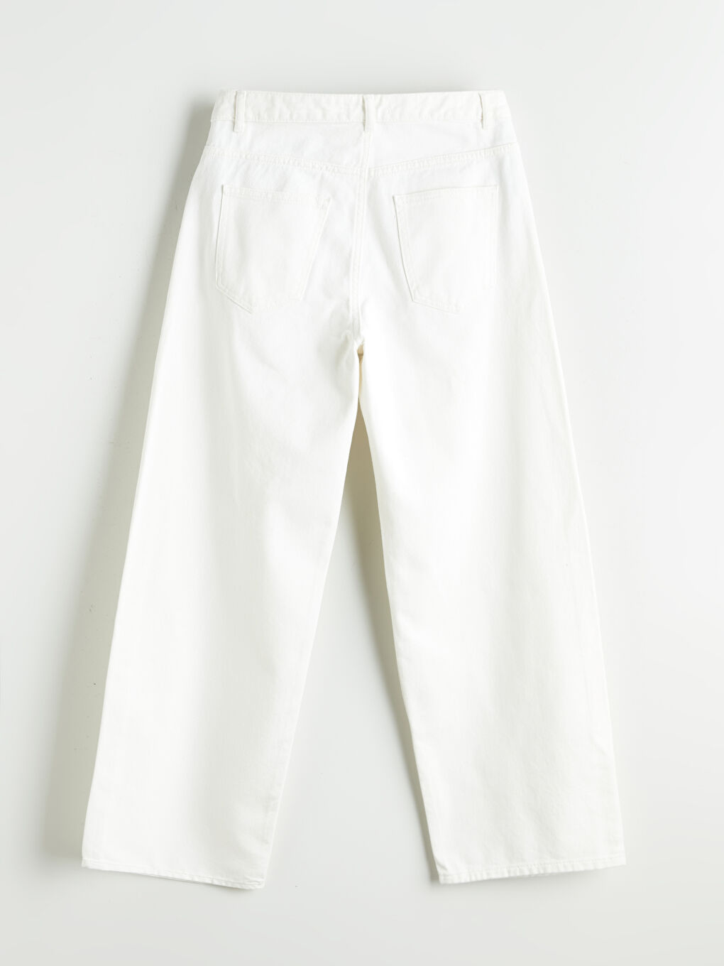 Beyaz Baggy Fit Kadın Jean Pantolon-5