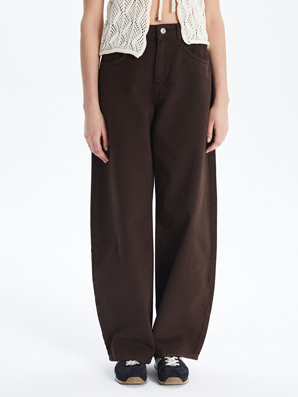 XSIDE Kahverengi Baggy Fit Kadın Jean Pantolon - 1
