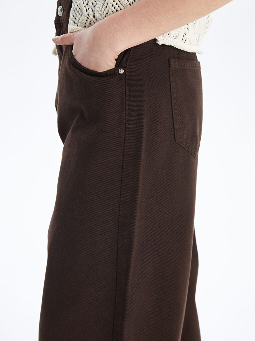 XSIDE Kahverengi Baggy Fit Kadın Jean Pantolon - 2