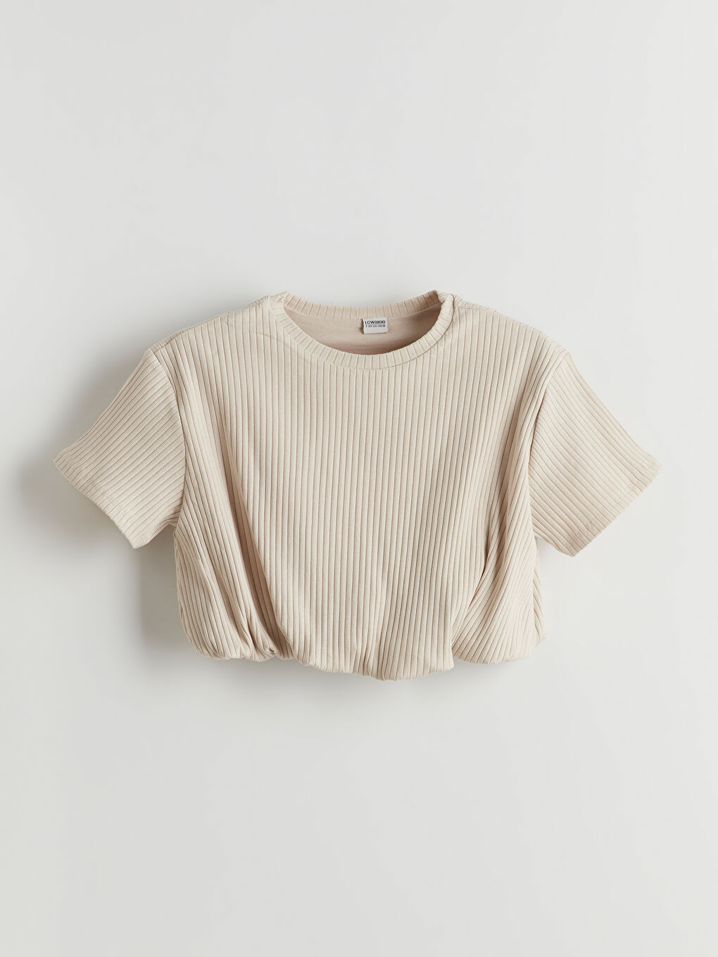 Gri Bisiklet Yaka Kız Çocuk Tişört