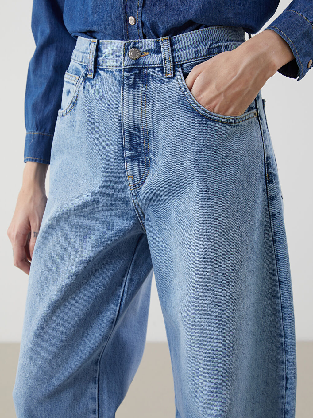LCW Jeans Indigo Baggy Fit Kadın Jean Pantolon - 2
