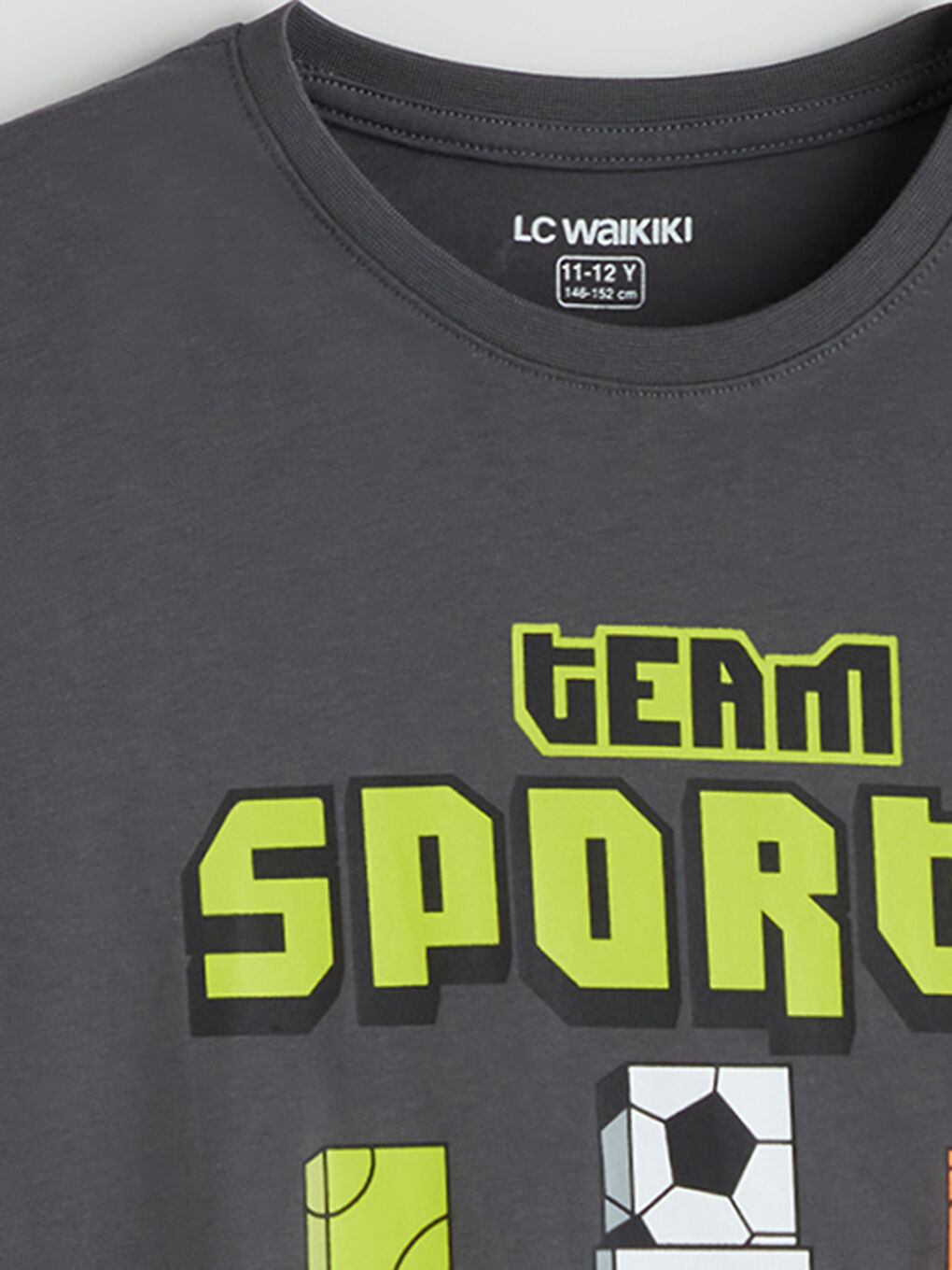 Gri Bisiklet Yaka Erkek Çocuk Pijama Üst-2