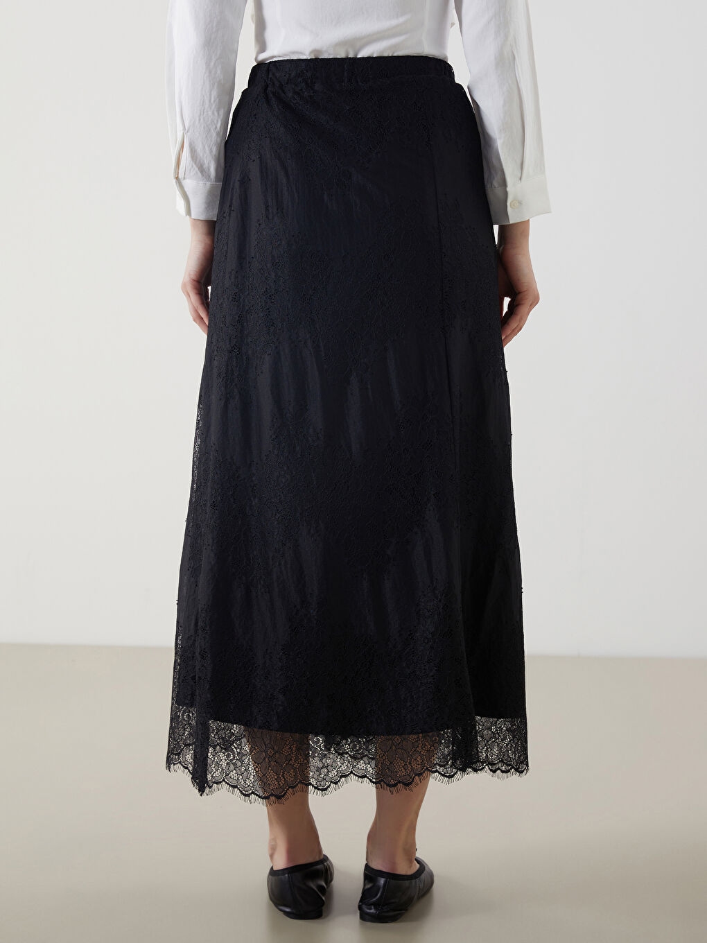 Elasticated Waist Self-Patterned Broderie Skirt -S5O555Z8-CVL