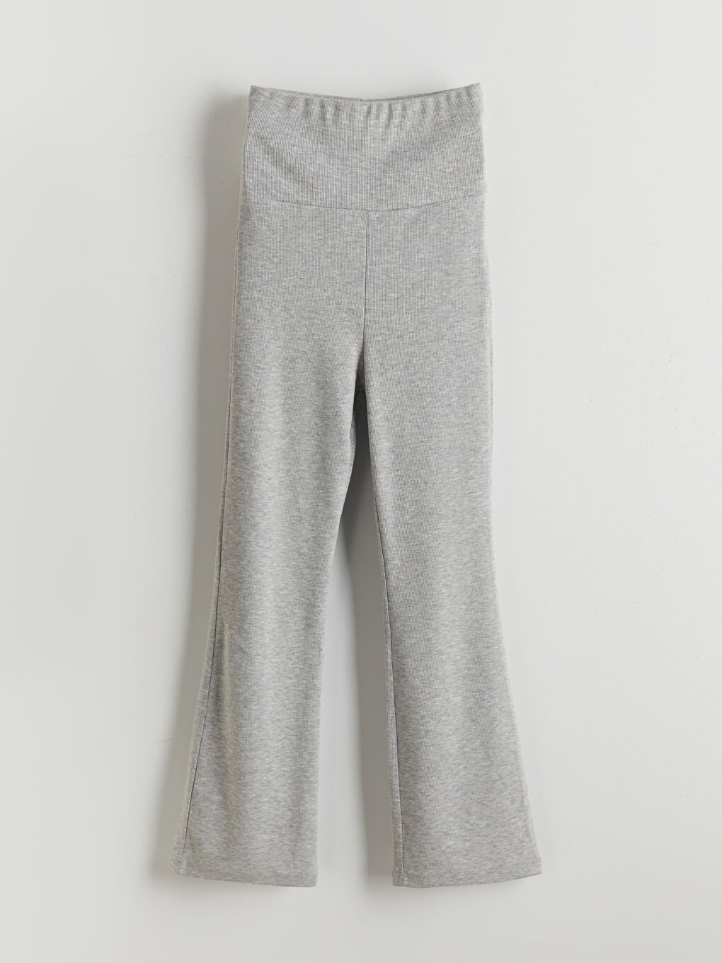 Gri Beli Lastikli Kız Çocuk İspanyol Paça Tayt